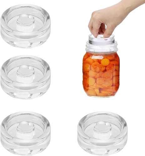ACTIUSIS Fermentiergewichte, Glas Gewichte zur Fermentation, Gurken Einmachglas Gewicht, Glasgewichte für Gärung mit Breiter Öffnung, Einmachgläser,4 Stück,Ø 7cm（runden）