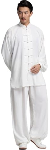 Kung Fu Tai Chi Uniform,Wing Chun Clothes,Chinese Traditional Martial Arts Cloths Unisex (White, XXL)