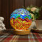 Nachttischlampe Glas-Patchwork-Tischlampe, Mittelmeer lampe (15.5 x 12.5cm), USB Stromanschluss Vintage Deko Schreibtischlampe, für modern Deko Schlafzimmer Nachtlampe, Wohnzimmer (Blau-Orange)