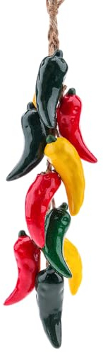 Gresorth 1 guirnalda de cerámica artificial para decoración de chile colorido y realista, guirnalda de verduras para colgar en el armario, Acción de Gracias