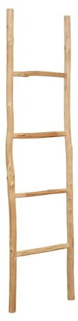 Biscottini Bathroom Towel Ladder 150 x 3.5 x 37 cm - Decorative Wooden Ladder - Towel Ladder - Wooden Towel Rail - Wall Mounted Towel Ladder, Metal, Bamboo