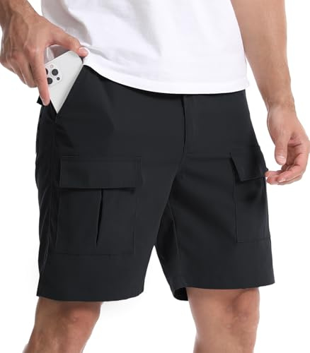 Suwangi Herrshorts vardagliga cargoshorts sommar utomhus lätt elastisk midja med flera fickor