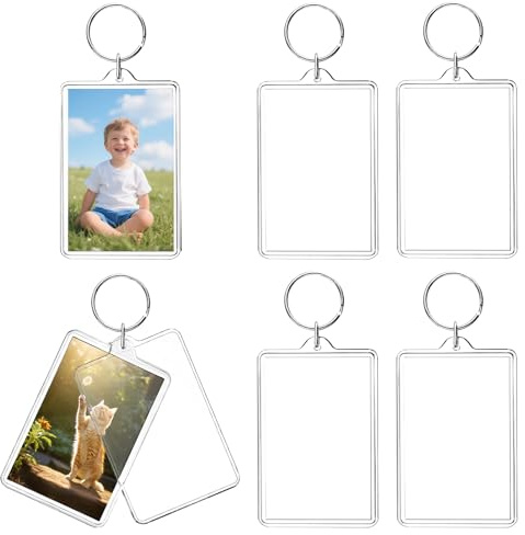 6 Pcs Photo Keychain, Clear Blank Photo Frame for Customized Picture