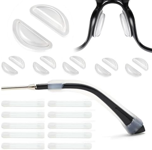 Vyqrx 20Pcs Glasses Nose Pads, Anti-Slip Silicone Glasses Ear Grips for Eyeglasses, Sunglasses (White)