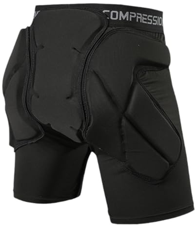 Gralara Padded Hip Shorts für Männer Und Frauen Protektorenhose mit Ergonomischer Passform Stoßdämpfende Schutzshorts Tailbone Polster Unterhose für Skaten E, Black S