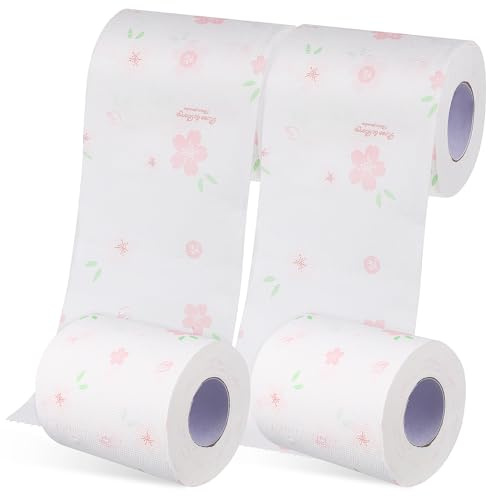 HEMOTON 4rotoli Carta Igienica Stampata Motivi Floreali Decorativi per Bagno e Casa Morbida e Sicura per Sistemi Settici