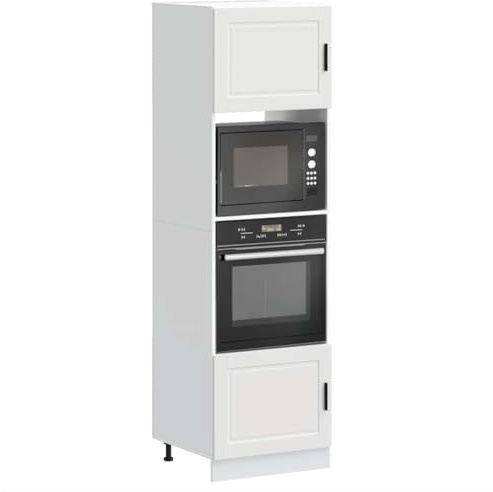 Teenpull Porto Lot de 2 armoires de cuisine en matériau dérivé du bois, solution de rangement avec espace de rangement pour four, micro-ondes, meuble de rangement, réglable en hauteur, 60 x 57 x 207