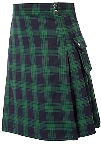 Générique Kilt Irlandais Homme, Kilt Ecossais avec Poches Costume Saint Patrick Gothique Tenue Steampunk Hakama Séchage Rapide Déguisement Irlandais Jupe Plissée Respirant Deguisement Carnaval