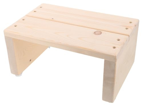 HYTROVE Taburete de Bañera para Adultos y Adultos Mayores Plataforma Antideslizante de Madera Natural Escalón de Baño Portátil para Duchas Wc Cocina y Camas Altas