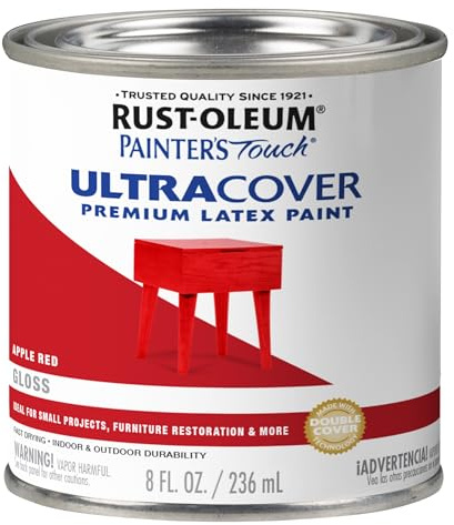 Rust-Oleum Brush On Paint 1966730 Painters Touch Latex, Half Pint, 8 Fl Oz (Pack of 1), Gloss Apple Red