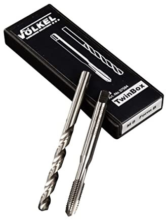 VÖLKEL Twinbox Set 2-teilig | Maschinengewindebohrer + Spiralbohrer | DIN 371, M8 x 1.25 | HSS-E Gewindebohrer M8 | Gewindeschneider M8 | Für Durchgangslöcher | Form B