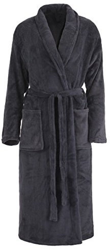 Brandsseller Unisex Bademantel Mikrofaser L/XL – Weicher Morgenmantel mit Schalkragen für Damen & Herren – Hausmantel ideal für Zuhause, Reise & Spa – Anthrazit
