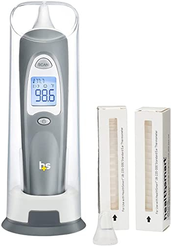 HealthSmart Digital Ear Thermometer for Babies, Kids and Adults - Instant and Accurate Results, Infrared Technology, Visual Fever Indicator, and 30 Disposable Lens Covers, FSA & HSA Eligible