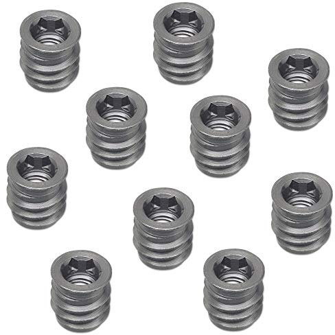 Gedotec - Tuercas enroscadas M6 con borde para madera M6 x 15 mm - Manguito de rosca de acero galvanizado - Tracción: hexágono interior - 100 unidades - Manguitos de rosca de metal