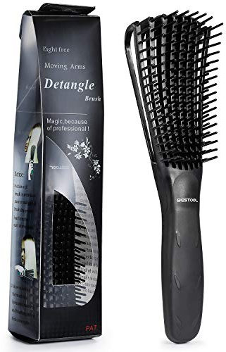 BESTOOL Detangle Hair Brush, Detangling Brush for Black Natural Hair Curly Afro 3/4abc Texture, Curly Hair Brush Faster and Easier Detangle Wet or Dry Hair with No Pain (Black)