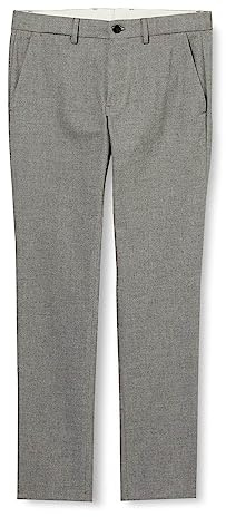 Tommy Hilfiger Pantaloni di Stoffa Uomo Bleecker Fake Solid Wool Look Elasticizzati, Grigio (Iron Grey), W31/L32