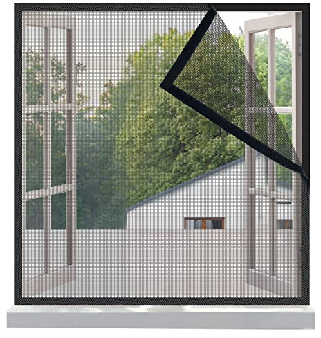 Risareyi Fiberglas Fliegengitter Fenster 50x100cm, Klettverschlusskanten, Schwarz Verstärktes Mesh Insektenschutz Moskitonetz Fenster Hält Insekten/Fliegen/Mücken Fern, mit Klebeband