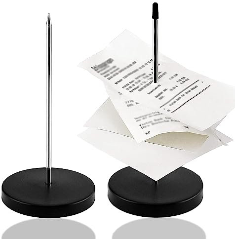 2 Stück Zettelspießer, Zettelhalter, Memo Halter Spike Papier Spike, mit Spikes und Metallbasis, für Restaurantküche Büro Hotel, Schwarz
