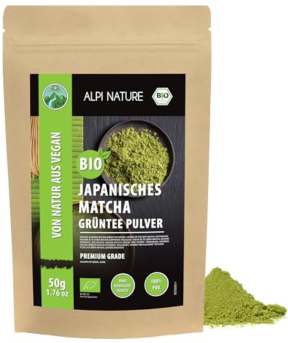 Alpi Nature Matchapulver 50g, Japanskt Matcha Grönt Te Pulver Premium, Naturligt Koffeinhaltigt