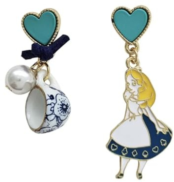 ORECCHINI ALICE NEI PAESI DELLE MERAVIGLIE, GIOIELLI ALICE NEI PAESI DELLE MERAVIGLIE, BOUCLE FEE, 2x2, Acciaio inossidabile