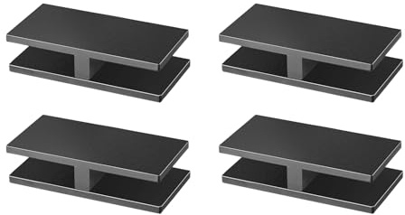 VEVOR 4 PCS Rectangle Glass Railing Bracket, 304 Stainless Steel, Black, 0.31 - 0.47 Tempered Glass, 0.2 Thick, Bi-Directional, Garden, Pool, Stair