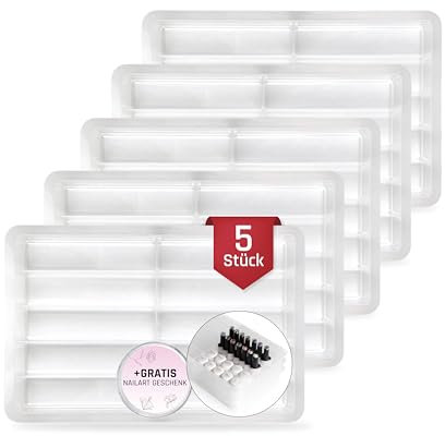 Lynis-Nailshop.de - Scatola di smistamento grande 5 pezzi + regalo gratuito come sistema di organizzazione e contenitore impilabile per nail art in gel per nail art in plastica trasparente