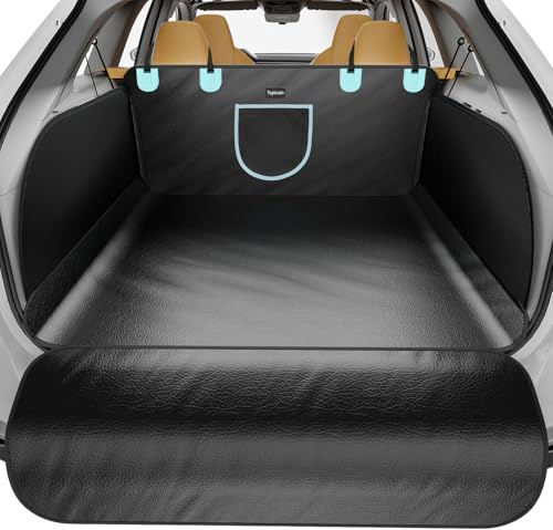 Tapizado SUV Cargo Liner for Dogs with PU Leather, Waterproof Pet Trunk Cover with Higher Side Panels, Dog Seat Mat for SUVs Vans with Bumper Protection, Non-Slip, Large Size,