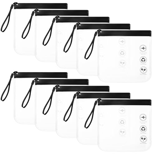 Lot de 10 trousses de toilette de voyage approuvées par la TSA pour liquide d'aéroport - 20 x 20 cm - Essentiels de voyage - Accessoires d'avion pour homme et femme, ℱ₰