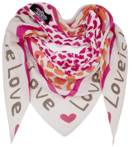 Glamexx24 Damen Schal Dreieck Schal Love Herz Baumwolle Dreieckstuch Schal für Frühling, Sommer, Herbst und Winter Made in Italy