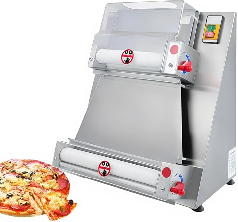 EASYROSE Commercial Electric Dough Sheeter, 15 40cm Max Width Pizza Dough Press with 370W Motor, 0.7-5.4mm Thickness Adjustment for Pasta, Icing & Puff Pastry