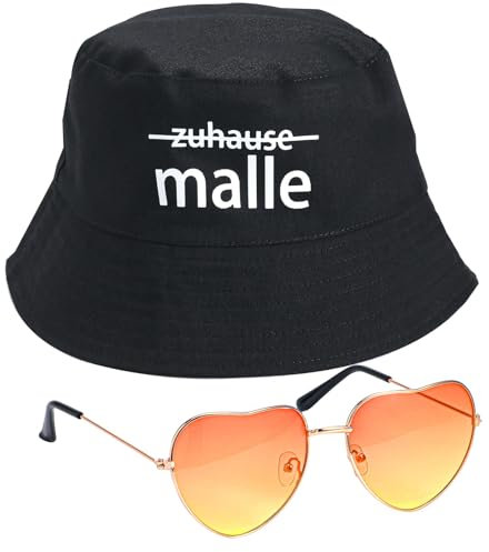WWISTOA Mallorca Hut Saufen Mallorca Fischerhut, Malle Accessoires,Malle Party Outfit, Brille für Malle Party Accessoires