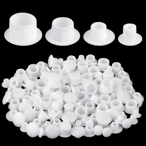 TIESOME 120 Stück Abdeckkappen Für Bohrlöcher, 5/6/8/10mm 4 Größen Bohrloch Abdeckkappen Kunststoff Abdeckkappe für Schrauben Rund Gummi Wasserdicht Knopfloch für Schrauben Möbel Bohrungen