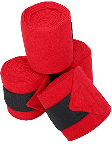 Alomejor Vendaje para Patas de Caballo, Envoltura de Forro Transpirable Antideslizante Roja para Protección de Patas de Caballo, 4 Piezas de Vendaje Grueso para Piernas de para Entusiastas