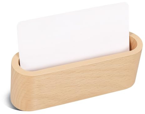 Bruislard Business Card Holder for Desk Wood Business Card Organizer Minimalist Wooden Desk Organizer Desktop Businesses Cards Display Stand for Office Home Tabletop Exhibition