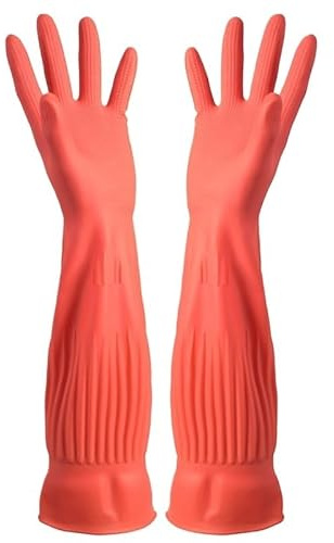 Förlängda diskhandskar Diskhandskar Hushållstvättar(45cm Red,S)