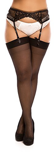 BIGGI BIG Magic 20 DENIER grande taille bas pour porte-jarretelles à 60 Plus Size-noir-48-50