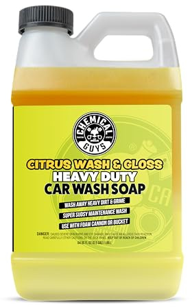 Chemical Guys Citrus Wash & Gloss Foaming Car Wash Soap - High Suds Formula Foam Cannon Soap for Foam Blasters, or Bucket Washes - Safe on Paint, Clear Coat, and Wax, Citrus Scent - 64 oz