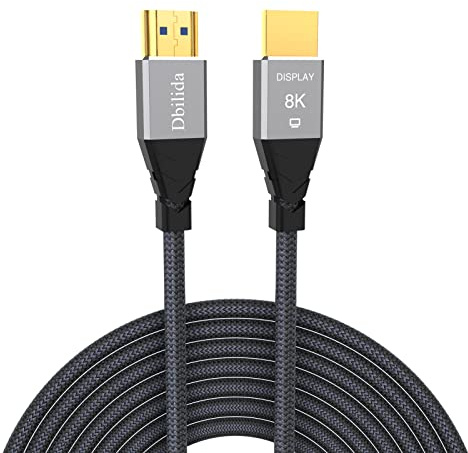 Dbilida 8K Fiber HDMI Cable 50ft, Nylon Braided Fiber Optic HDMI 2.1 Cable Support 48Gbps, 8K 60Hz, 4K 120Hz, Dynamic HDR, eARC, HDCP2.2/2.3 Compatible with PS5, Xbox Series X, RTX 3080/3090