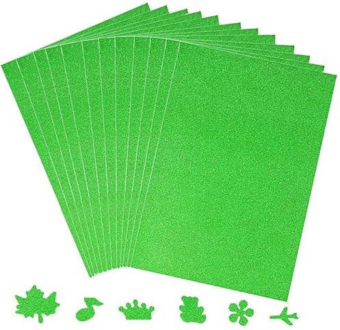 12 Blatt Grün Glitzerpapier zum Basteln und Gestalten,21x29.7cm A4 Glitzer Papier,250g/m² Glitterkarton Bastelpapier für DIY Grußkarten Scrapbooking Glitter Craft Paper Cardboard