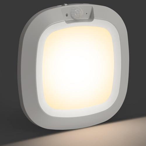 Bemexred Wiederaufladbar LED Batteriebetriebene Deckenleuchte mit Bewegungsmelder Innen, 3000K Bewegungsmelder Lampen Batterie Nachtlicht für Schrank Flur Veranda Kellerschrank Treppe, 230LM Warmweiß