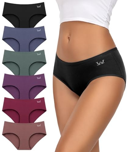 TANSTC Underwear Women Pack Low Waist Cotton Hipster Panties Full Coverage Stretch Briefs Breathable Panties 6 Pack