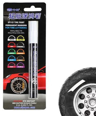 Pennarello a gesso – Pennarello per pneumatici | 3 mm impermeabile per pneumatici auto penna colorata vernice per pneumatici, pennarello permanente per pneumatici auto, penna ritocco con inchiostro