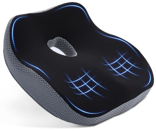 Doteonyou Seat Cushion for Office Chair – Ergonomic Memory Foam Coccyx Cushion to Reduce Sitting Pressure, Wide Support Seat Cushion for Desk, Office Chair, Car & Wheelchair