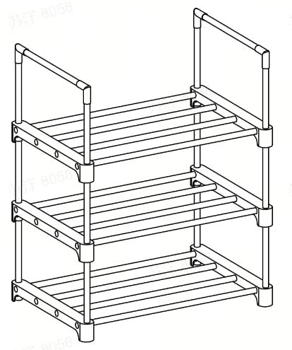 SONGMICS Schuhregal 3 Ebenen, Schuhständer Metall, Schuhaufbewahrung, Schuh-Organizer, aufrecht oder umgedreht, für 4-8 Paar Schuhe, stapelbar, Flur, 30 x 42,5 x 54,5 cm, schwarz LSA003B01