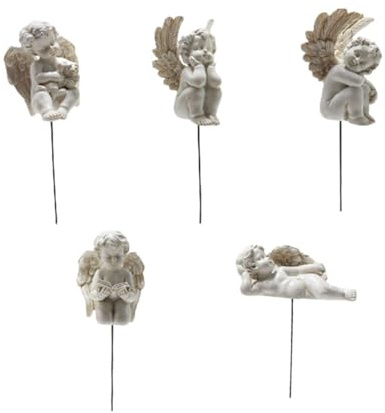 Petite statue de fée d'ange – 5 pièces décoratives d'ange de jardin, statue d'ange d'extérieur | Petits anges de jardin avec différentes formes, sculpture miniature en résine pour jardin