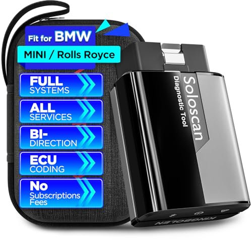 KINGBOLEN Soloscan OBD2 Scanner Bluetooth for BMW/for Mini/for Rolls Royce,Full System Car Diagnostic Tool with 50+ Reset,Bidirectional Control,ECU Coding,Lifetime Update.