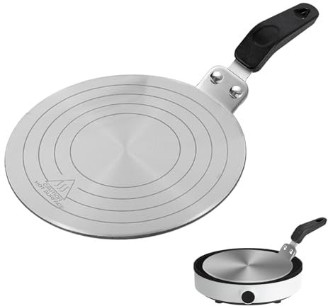20cm Adattatore Induzione Pentole, Piastra Induzione in Acciaio Inox, Disco Convertitore con Maniglia Isolata Termicamente, Universale Moka Adattatrice a Induzione per Piano Cottura a Induzione
