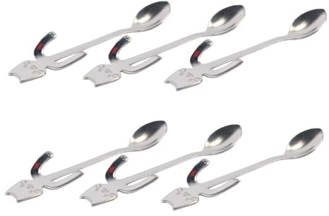 Fasizi Cucharas de café de Acero Inoxidable con Forma de Gato, 6 Piezas, cucharas de Postre y Espresso con decoración de Gato, cumpleaños, comedores Familiares
