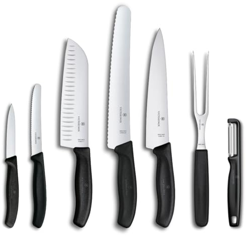 Victorinox Swiss Classic, Set di coltelli da cucina professionali, 7 pezzi, nero