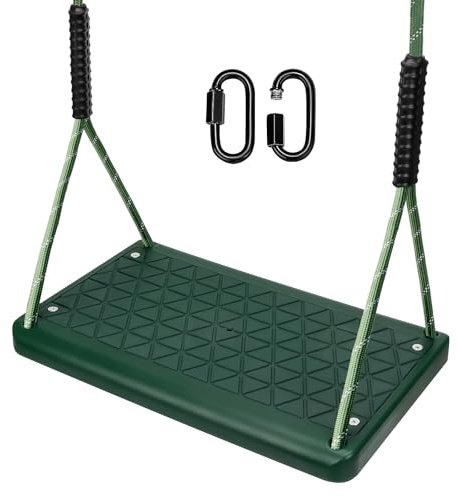 Yyiwhmy Altalena da giardino, per interni ed esterni, in gomma, antiscivolo, con 2 moschettoni e corda regolabile in altezza (1,3 m 2 m), per parco giochi, giardino, altalena e adulti, 150 kg/verde
